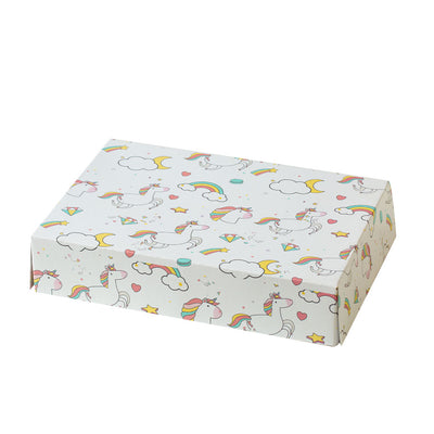 boîte gâteau licorne, boîte pâtisserie carton, emballage gâteau, boîte alimentaire enfant, boîte cupcakes licorne