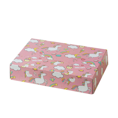 boîte gâteau rose licorne, boîte carton alimentaire, boîte pâtisserie enfant, emballage gâteau licorne, boîte cupcakes colorée