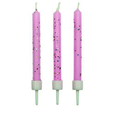 10 Bougies Roses Pailletées 6cm - PME