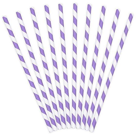 10 Pailles Cartonnées Lilas - PARTY DECO