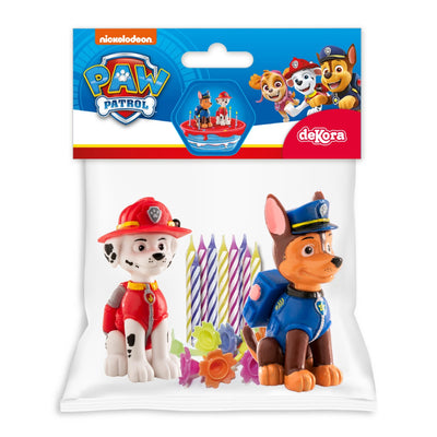 2 Paw Patrol-Figuren und Set/10 Kerzen