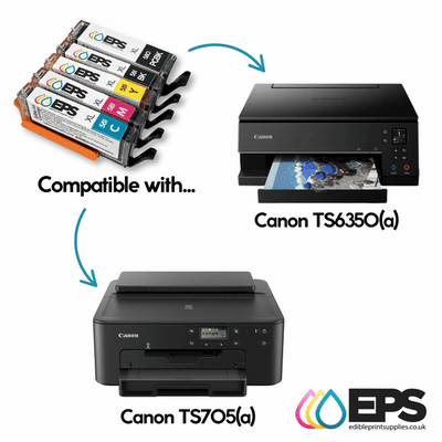 5 Cartouches XL Encre Comestible CLI581/ PGI580 - Compatible Canon TS705/TS6350 - EPS