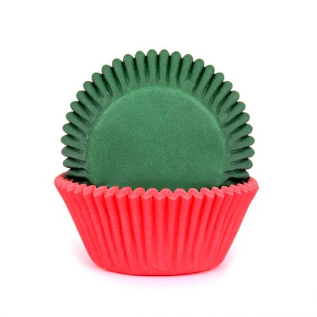 50 Caissettes à Cupcakes - Vert & Rouge - HOUSE OF MARIE