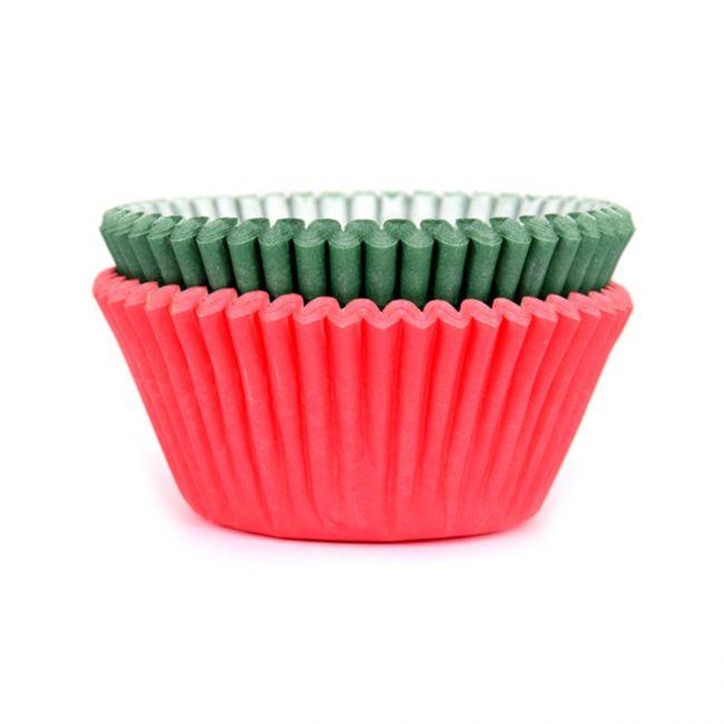 50 Caissettes à Cupcakes - Vert & Rouge - HOUSE OF MARIE