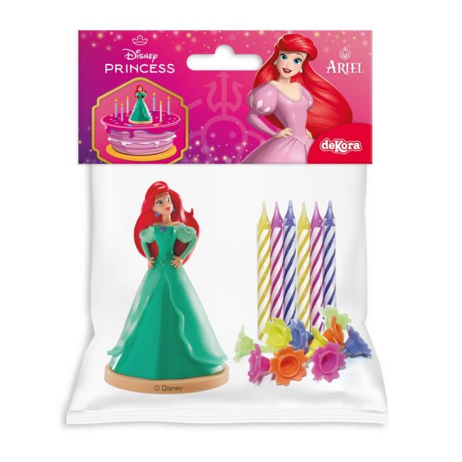 Figurine Ariel Disney 8,5 cm avec bougies pour décoration de gâteau