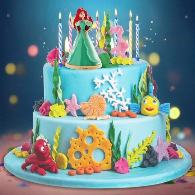 cake topper Ariel, figurine Ariel Disney, décoration gâteau princesse, bougies anniversaire sirène, kit gâteau Disney