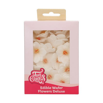 Boîte de 18 fleurs comestibles Hortensia blanche en papier azyme – FunCakes