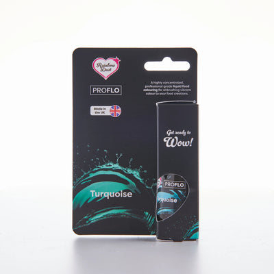 Colorant liquide ProFlo turquoise 16 ml Rainbow Dust – pour pâtisserie et aérographe
