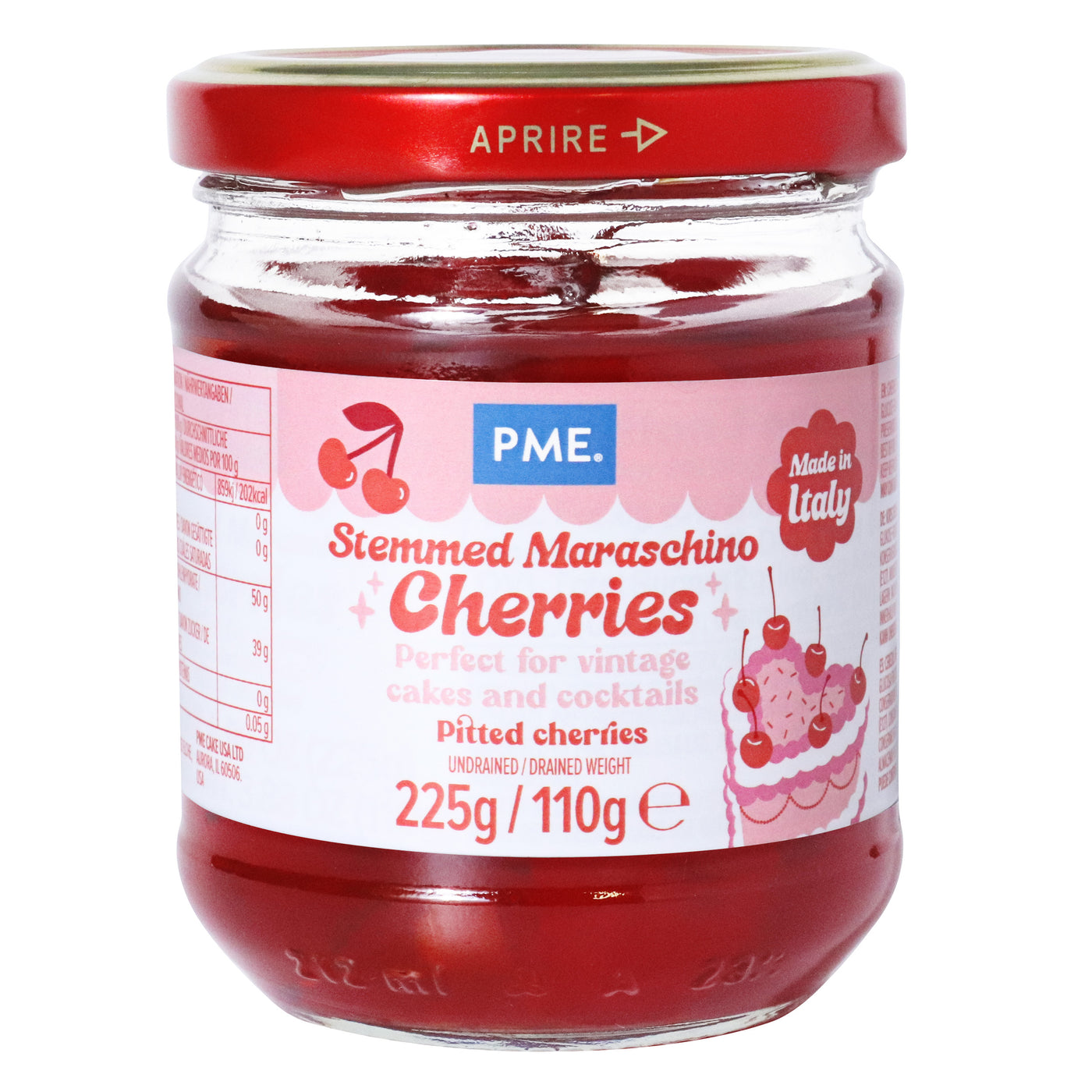 Rote Maraschino-Kirschen mit Stiel 225g