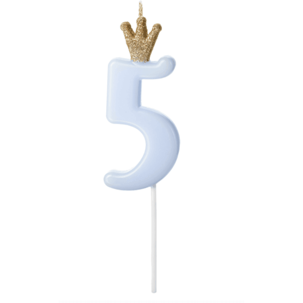 Bougie Numéro - Gold Crown Baby Blue - Variantes disponibles - PARTY DECO