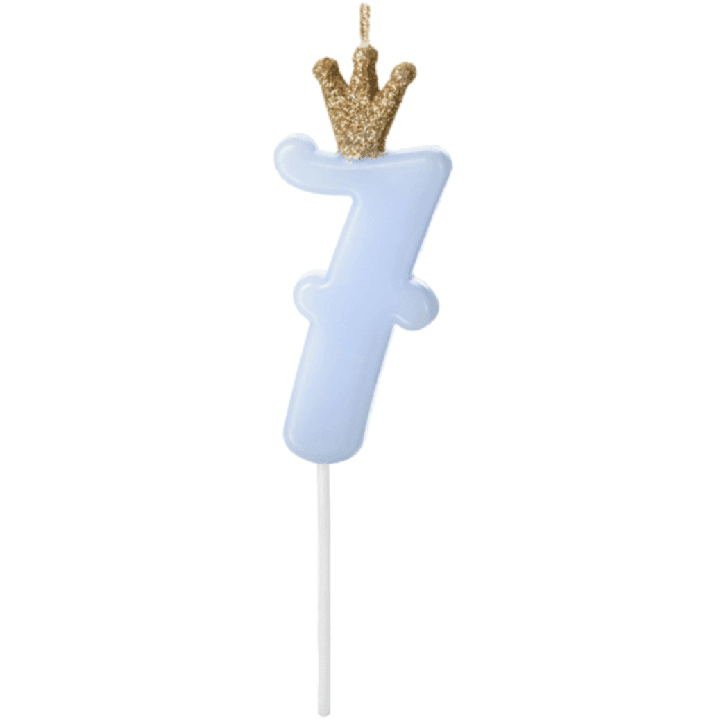 Bougie Numéro - Gold Crown Baby Blue - Variantes disponibles - PARTY DECO