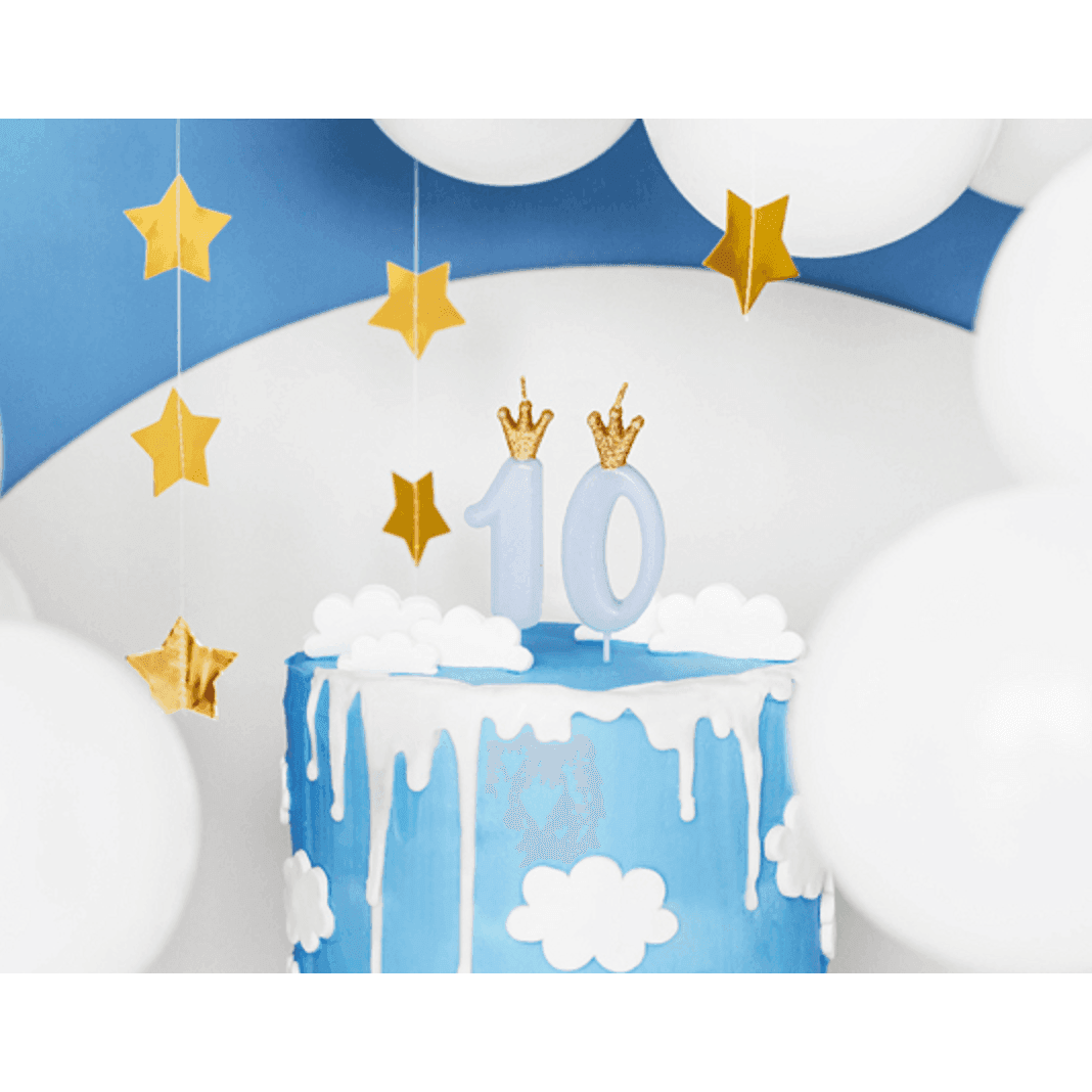 Bougie Numéro - Gold Crown Baby Blue - Variantes disponibles - PARTY DECO