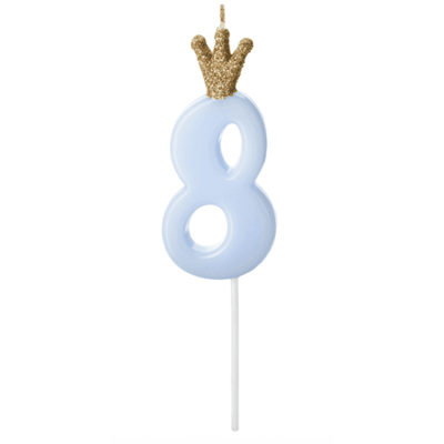 Bougie Numéro - Gold Crown Baby Blue - Variantes disponibles - PARTY DECO