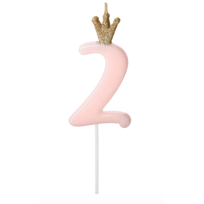 Bougie Numéro - Gold Crown Baby Pink - Variantes disponibles - PARTY DECO