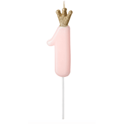 Bougie Numéro - Gold Crown Baby Pink - Variantes disponibles - PARTY DECO