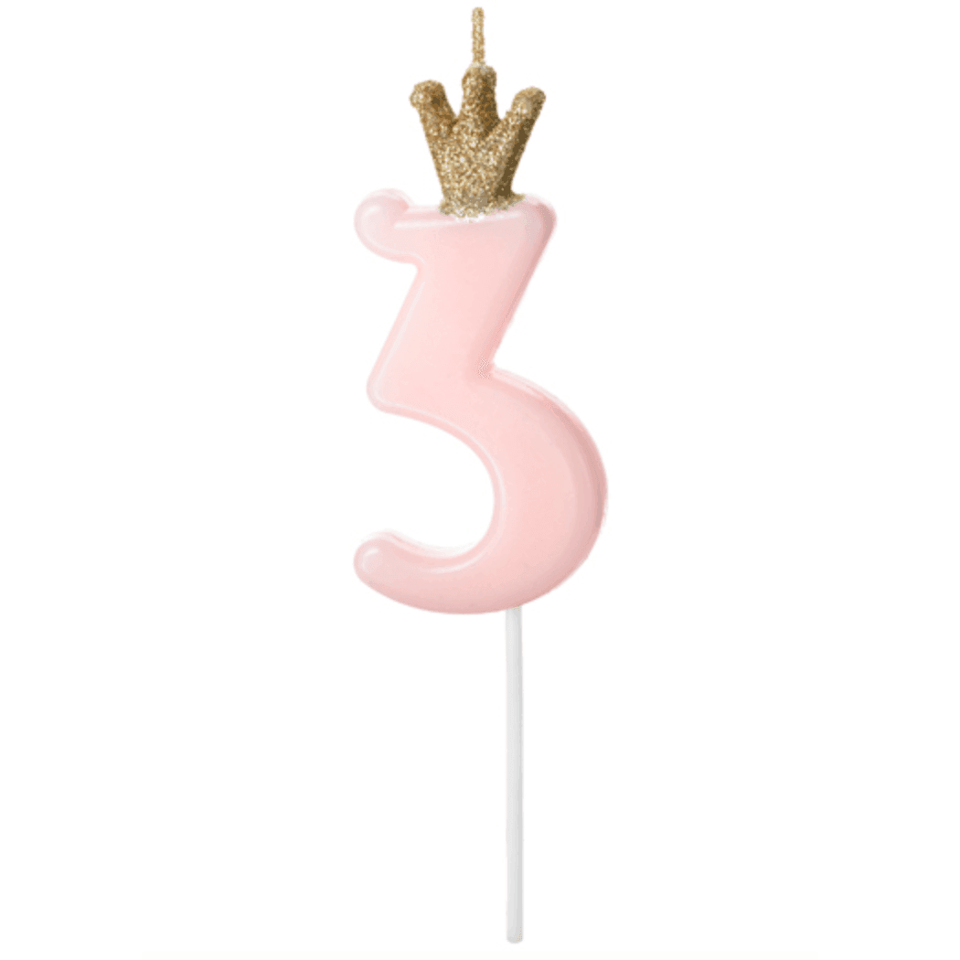 Bougie Numéro - Gold Crown Baby Pink - Variantes disponibles - PARTY DECO