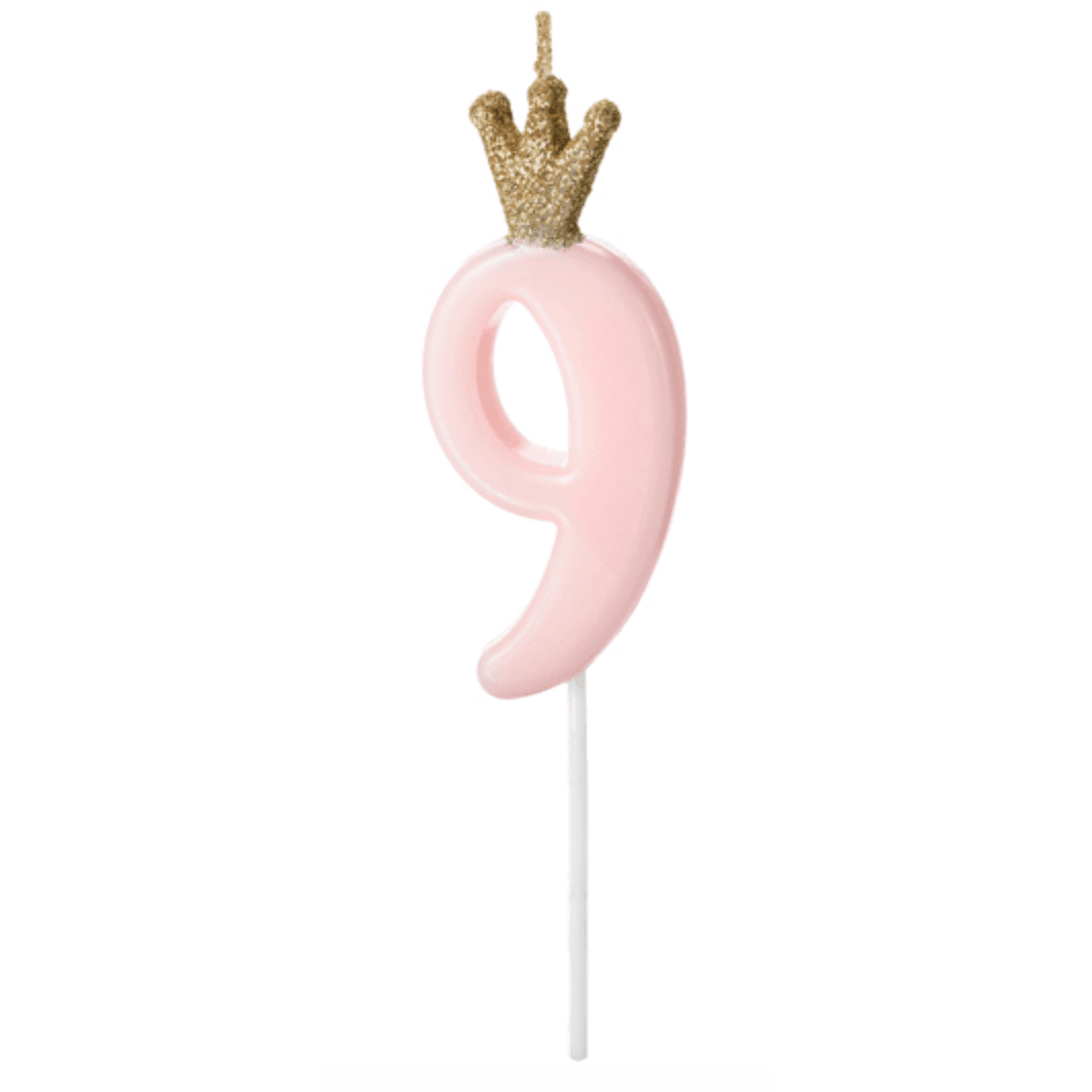 Bougie Numéro - Gold Crown Baby Pink - Variantes disponibles - PARTY DECO