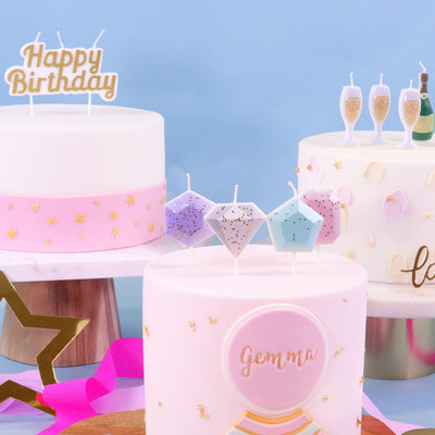Bougie Topper - Happy Birthday Gold on White - PME
