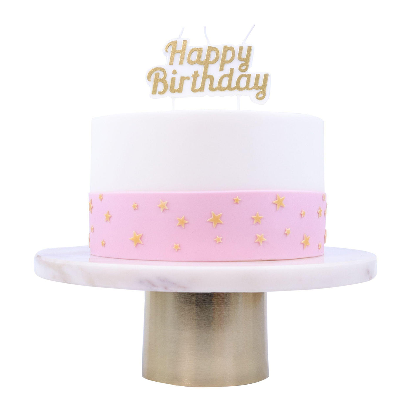 Bougie Topper - Happy Birthday Gold on White - PME
