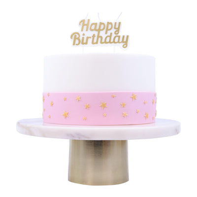 Bougie Topper - Happy Birthday Gold on White - PME