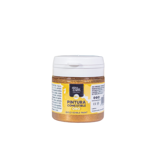 Peinture comestible or Azucren 35 ml pour décoration de gâteau