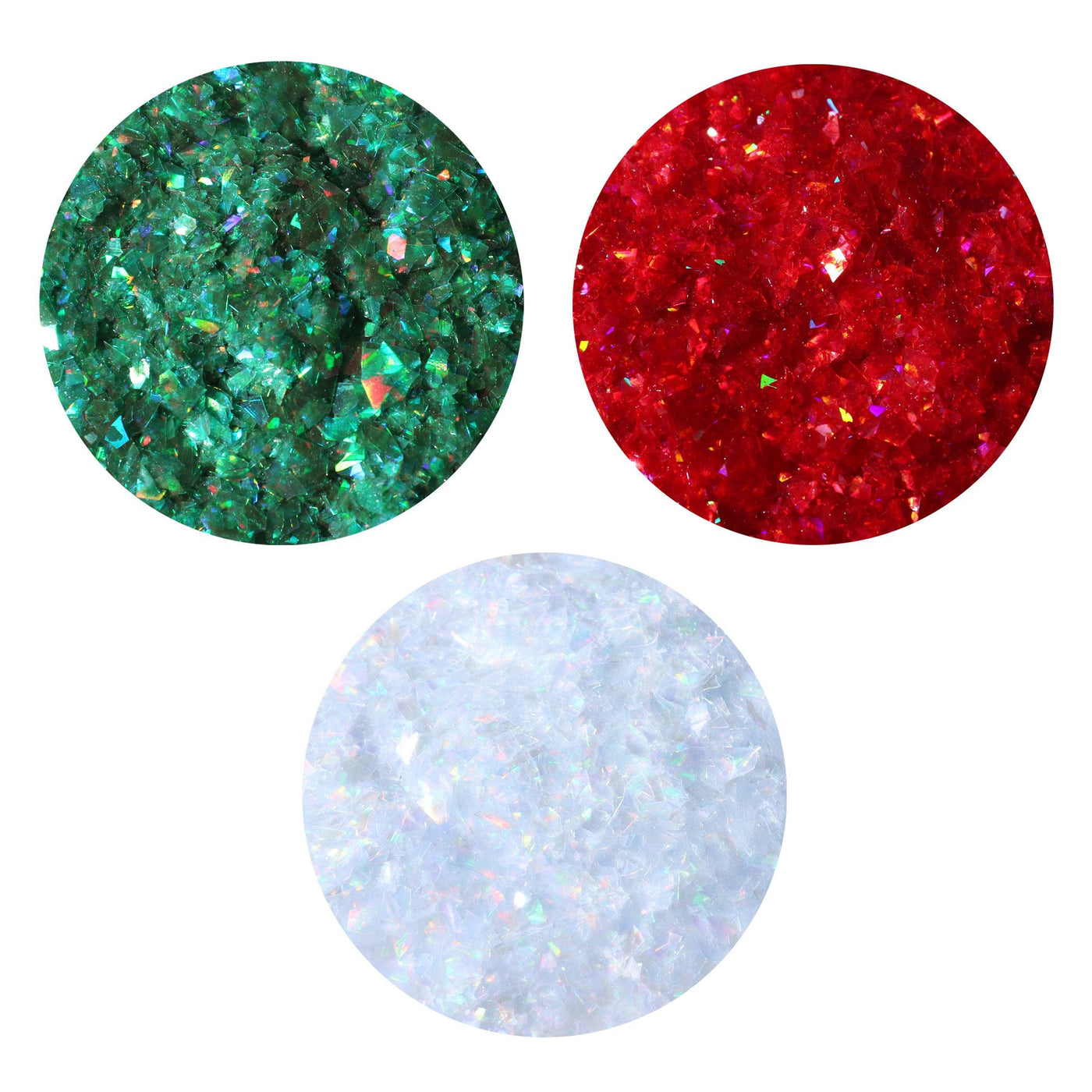 Flocons Pailletés Comestibles - Set de Noël (Vert, Rouge, Blanc) - PME x MAGIC SPARKLES