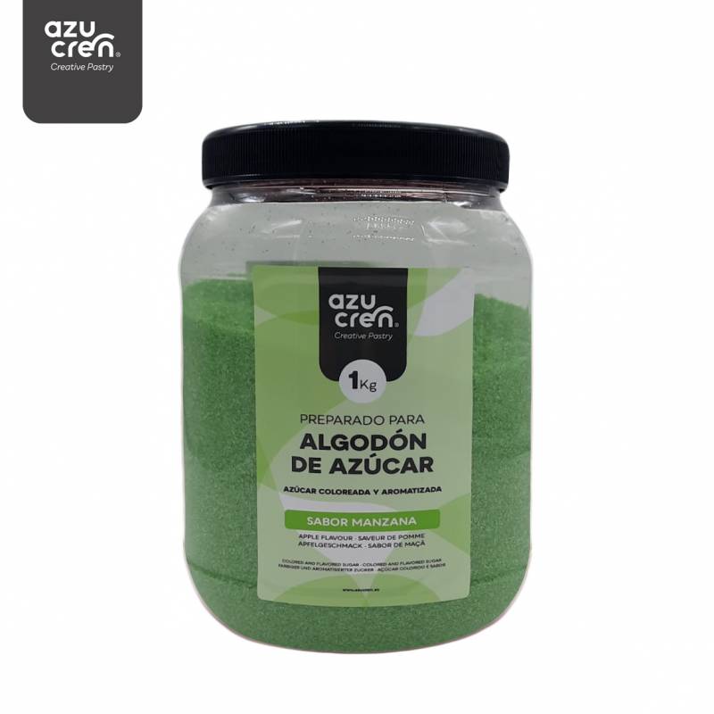 Pot de 1 kg de sucre aromatisé goût pomme pour barbe à papa Azucren