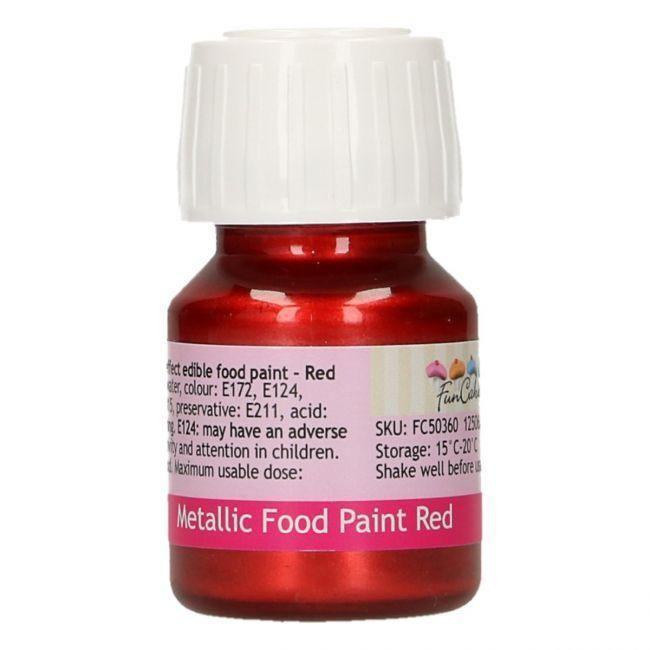 Peinture Metallic Red 30ml - FUN CAKES