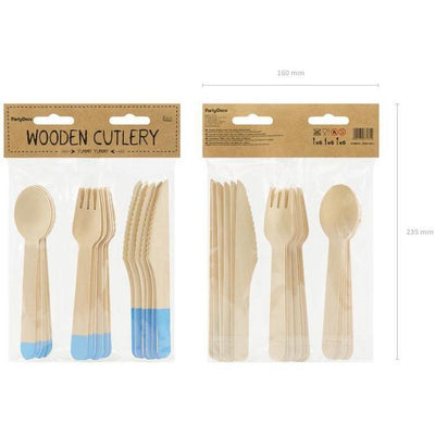 Set de Couverts en Bois - Light Blue - PARTY DECO