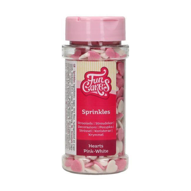 Sprinkles Coeurs Pink & White - 60g - FUN CAKES