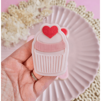 Tampon 3D + Cutter - Cupcake Coeur - OH MY COOKIE